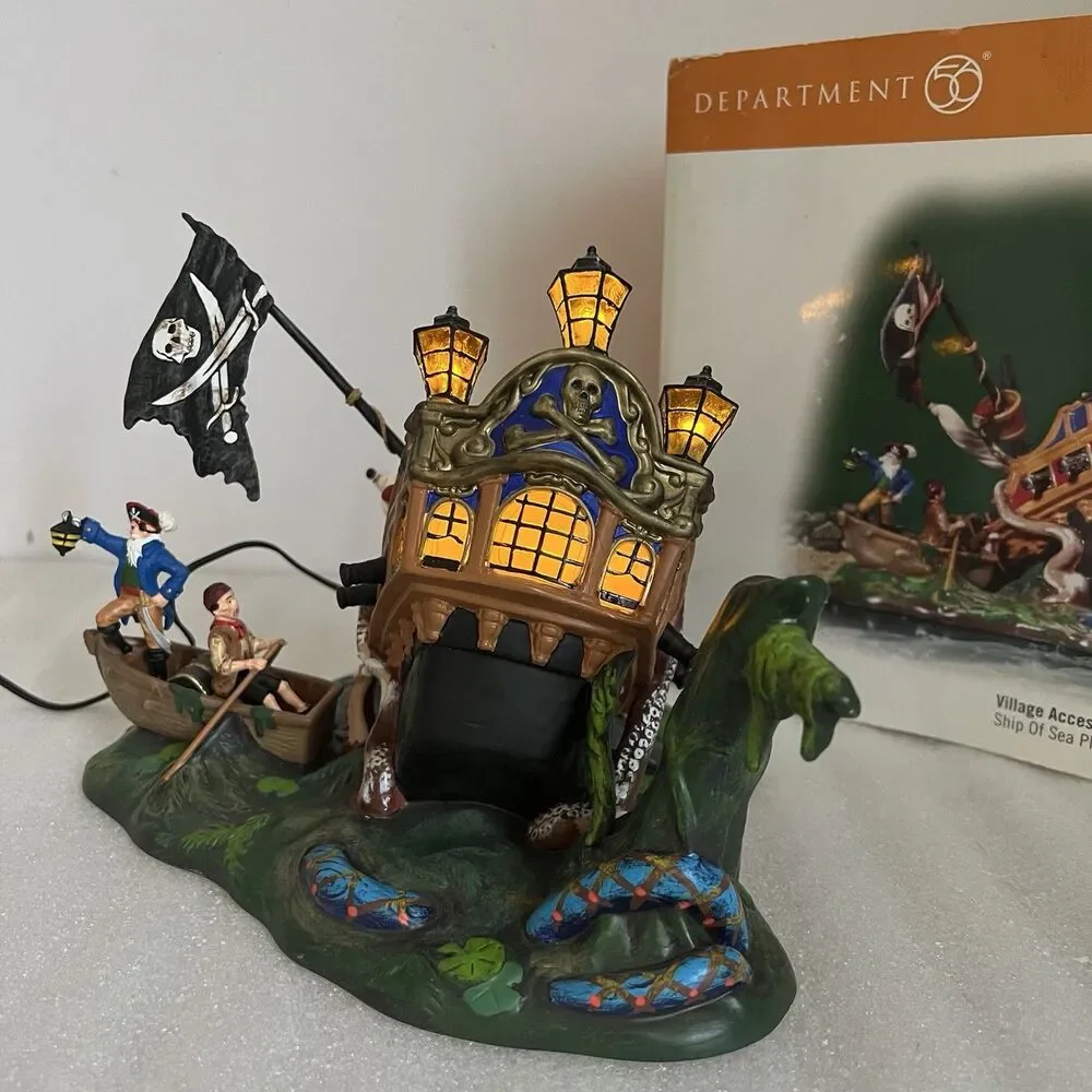 Dept 56 Halloween 2006 Lighted Ship of Sea Phantoms & Captain Black Bart's Ghost